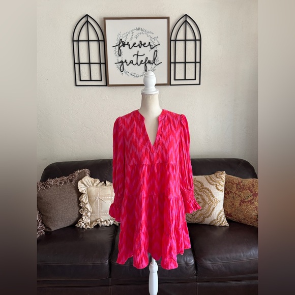 Pomander Place Hot Pink Ikat Kenzo Dress Size XL Resort Wear Summer Beach Casual - Picture 10 of 16